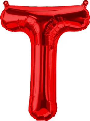 Image de Ballon en plastique lettre T, rouge, env. 40 cm, à gonfler à l'air