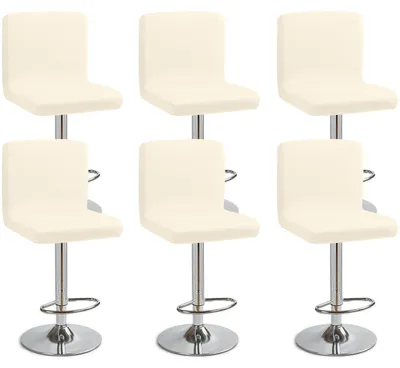 Immagine prodotto di Coprisedie per sgabelli, set da 6, color crema, elasticizzati, in poliestere, universali
