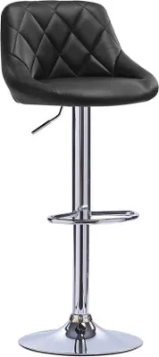 Produktbild von Schwarzer Barhocker Deluxe mit Rückenlehne, höhenverstellbar, Kunstleder