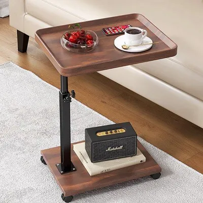 Immagine prodotto di Tavolino o tavolino da salotto semplice e regolabile a forma di C, per il soggiorno e la camera da letto, tavolino dalla forma piatta e dal design quadrato.