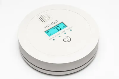 Image de HUXGO Détecteur de monoxyde de carbone avec alarme - Capteur de CO haute précision, écran LCD éclairé, alarme de CO à domicile fonctionnant sur piles, HXAC03