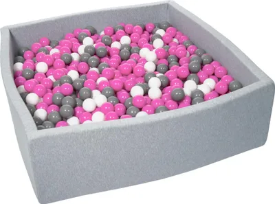 Produktbild von Bällebad für Kinder, 120x120 cm, Spielplatz + 1200 Bälle weiß, rosa, grau
