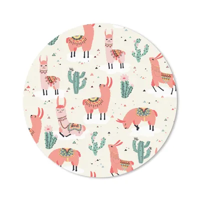 Produktbild von MuchoWow® Mauspad Mousepad Lama - Muster - Kaktus 30x30 cm - Mousepads - Maus Mat - Pad - Mausunterlage - Tischunterlage - Schreibtischmatten