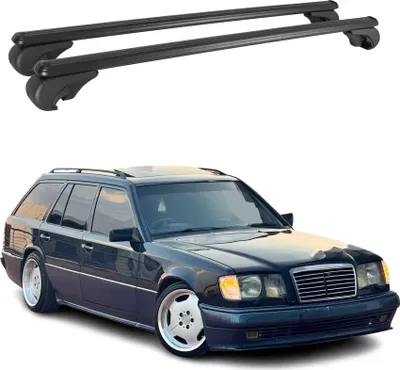 Image de Barres de toit Transversales pour Mercedes Classe E S124 1985-1995 Alu Noir