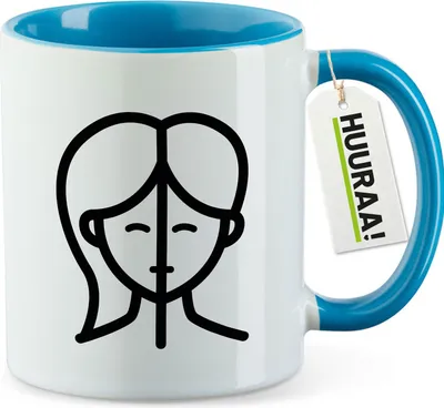 Produktbild von Huuraa Kaffeetasse Zwillinge Sternzeichen Symbol 330ml Blau Keramik Kaffeebecher Geschenkidee