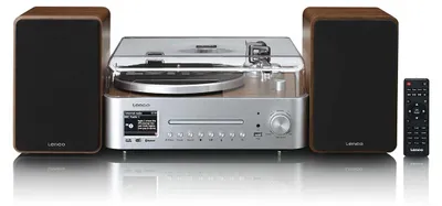 Produktbild von LENCO MC-860WDSI – HiFi-Stereoanlage mit Plattenspieler und Lautsprechern – Internetradio, DAB+, UKW, Bluetooth®, CD-/MP3-Player – Holz/Silber