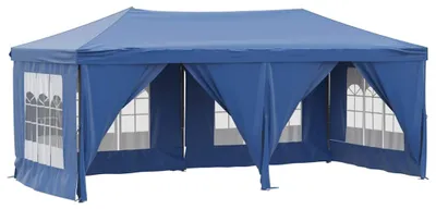 Image de vidaXL Tente de réception pliable avec parois latérales bleu 3x6 m