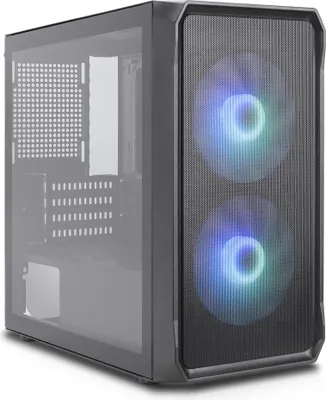 Immagine prodotto di Case per PC mATX compatto Silentware Air 10 Black, frontale in rete metallica, finestra laterale in vetro temperato, 2 ventole ARGB da 140 mm, GPU fino a 340 mm, alimentatore ATX