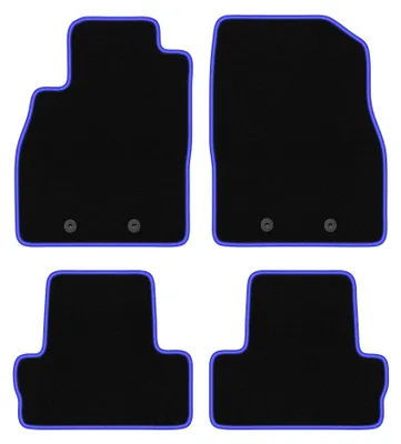 Produktbild von Velours-Fußmatten für Opel Ampera I 2012-2017 (Schrägheck) – 4-tlg, Schwarz/Blau, passgenau – Wielganizator CARLUX