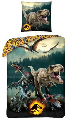 Produktbild von Bettwäsche-Set Jurassic World, 135 x 200 cm, mit Kissenbezügen 80 x 80 cm