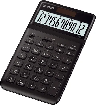 Image de Casio® JW-200SC-BK Calculatrice de bureau JW-200 - solaire/pile, 12 chiffres, écran LCD, noir