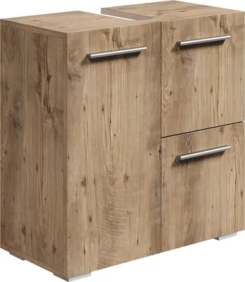Produktbild von Badplaats Waschbeckenunterschrank Mars 60 x 30 cm Kastanien Eiche - Stehender Badezimmerschrank mit 2 Türen und 1 Schublade