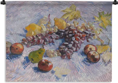 Produktbild von MuchoWow® Wandteppich Wandbehang Stilleben mit Obst - Vincent van Gogh 90x67.5 cm Tapisserie Dekoration Wandtuch - Fototeppich - Wand-Skulpturen