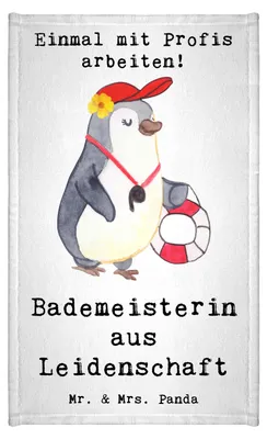 Produktbild von Mr. & Mrs. Panda Handtuch Bademeisterin Leidenschaft - Weiß - Geschenk, Frotteehandtuch, Mini-Handtuch, gäste wc, Schwimmschule, Schwimmbad, Gäste-WC, Freibad, Klein