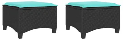 Produktbild von vidaXL Gartenhocker mit Kissen 2 Stk. Schwarz 55x55x36 cm Poly Rattan