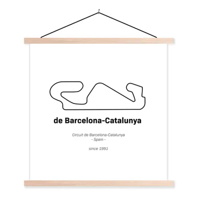Produktbild von MuchoWow® Textilposter F1 - Rennstrecke - Barcelona 40x40 cm mit holzfarbenen Rahmen - Posterleiste