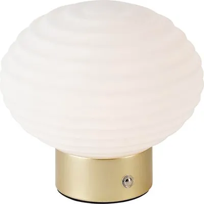 Produktbild von Trio Leuchten - Modern Wiederaufladbare Messing-Tischlampe mit Opalglas – Lexie Touch-funktion Dimmer I Dimmbar I Wohnzimmer I Schlafzimmer - Rund - I (nicht austauschbare) LED