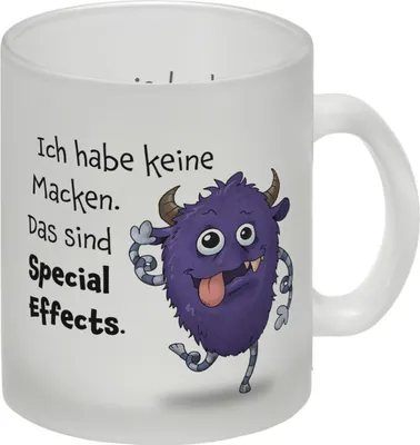 Produktbild von Freches Monster in lila Glas Tasse mit lustigem Spruch