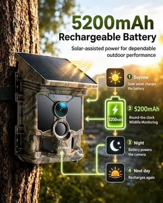 Image de Caméra de surveillance solaire - Résolution photo de 40 MP - Vidéo 4K - Angle de détection de 120 degrés