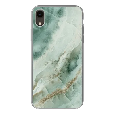 Produktbild von MuchoWow® Handyhülle Schutzhülle Hülle für iPhone XR Naturstein - Grün - Chic Silikon Softcase Handy Hülle - Schutzdeckel