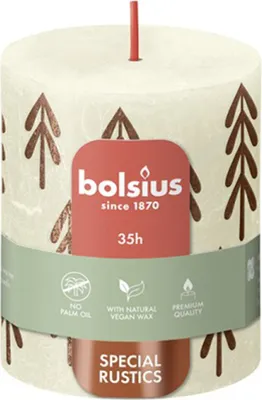 Produktbild von Kerze RUSTIC WALZE ´SOFT PEARL WITH TREE´ 80/68