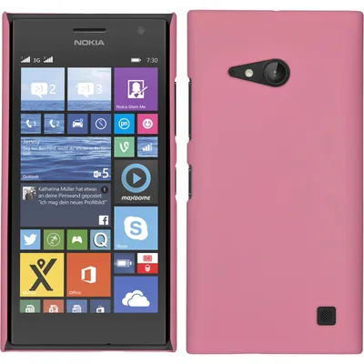 Produktbild von PhoneNatic Case kompatibel mit  Nokia Lumia 730 - Hülle rosa gummiert Hard-case + 2 Schutzfolien