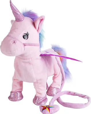 Imagen del producto de Unicornio de peluche eléctrico que canta y camina. Juguete interactivo, color rosa