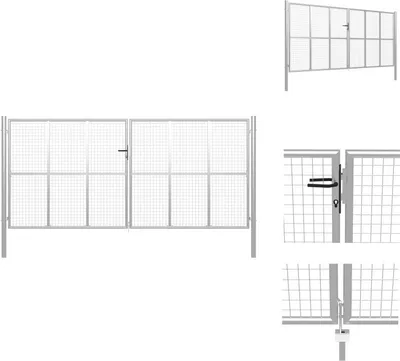 Obrázok produktu pre vidaXL Pozinkovaná oceľová záhradná brána 415 x 225 cm strieborná - Záhradné brány