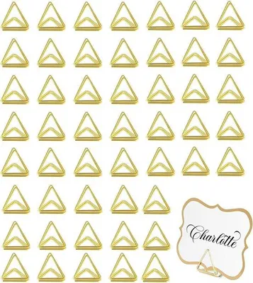 Image de Supports triangulaires brillants pour cartes de table, en or - Supports pour cartes de place et pour photos