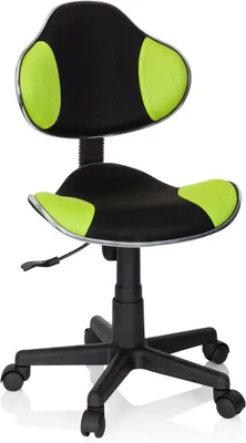 Produktbild von 634130 Kinder Schreibtischstuhl KIDDY GTI-2 Stoff Schwarz/Grün ergonomischer Jugenddrehstuhl, höhenverstellbar