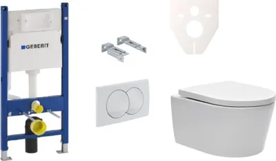 Produktbild von SAT Brevis Wand-WC und Geberit Vorwandelement Set für Trockenbau
