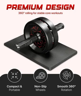 Obrázek produktu pro Ab Roller s extra silnou podložkou, protiskluzovými rukojeťmi, posilovací zařízení pro posilování břišních svalů pro domácí použití, zařízení pro posilování středu těla