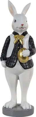 Produktbild von Clayre & Eef Figur Kaninchen 7x7x20 cm Schwarz Weiß Polyresin