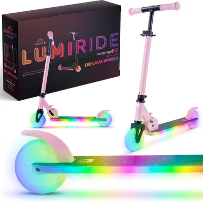 Immagine prodotto di Monopattino per bambini LUMI RIDE monopattino a due ruote con ruote a LED, freni posteriori, regolabile in altezza, caricabile fino a 50 kg, pieghevole rosa Sun Baby