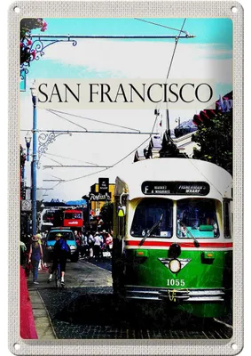 Produktbild von Blechschild Reise 20x30cm San Francisco Menschen Straßenbahn