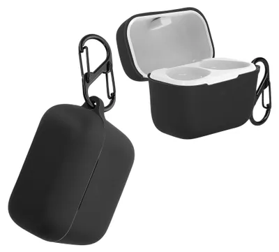 Produktbild von kwmobile Schutzhülle für Sennheiser CX True Wireless Hülle - TPU Silikon Case für Kopfhörer Ladecase - stoßfestes Cover mit Karabiner - Schwarz