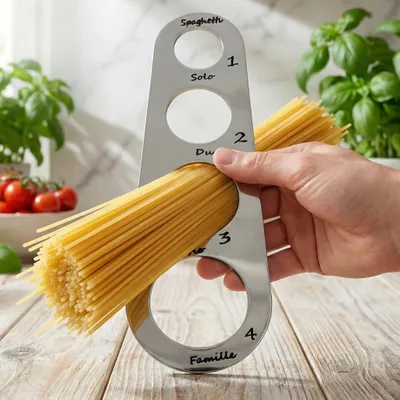 Spaghettimaat aus Edelstahl, 4 Portionslöcher, 18,5 x 6,5 cm, silber