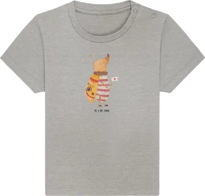 Produktbild von Mr. & Mrs. Panda  T-Shirt Nachtfalter Fähnchen 0. - 6. Monat - Heather Grey - Geschenk, Babyshirt, Lustige Sprüche, Spruch Witzig, Kinder, Süß, Niedlich, Lustig, Top