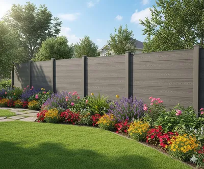 Produktbild von WPC Sichtschutzzaun CORTEZA 2x Zaunelement + 3x Pfosten - 3,5m - Grau