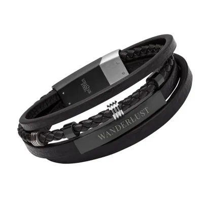 Produktbild von Unique Armband aus schwarzem Kunstleder mehrsträngig