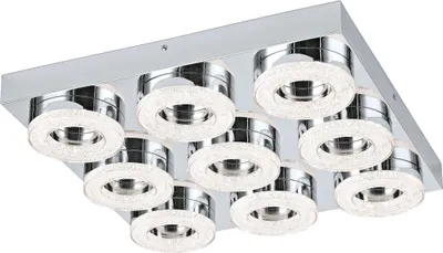 Produktbild von EGLO LED Deckenleuchte Fradelo, Deckenlampe, Wohnzimmerlampe aus Metall und Kunststoff in Chrom, Kristall in Klar, Schlafzimmerlampe, warmweiß, 44 cm