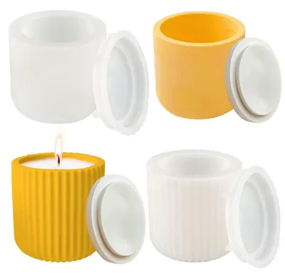 Produktbild von Silikonform Kerzenhalter Teelicht Glas mit Deckel 2er Set