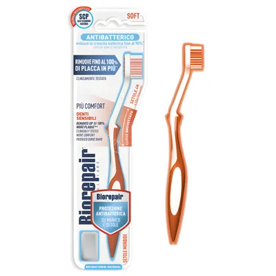 Produktbild von Biorepair Curve Zahnbürste – weich – gebogener Griff – 3 Stück