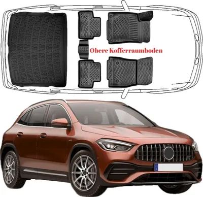 Produktbild von 3D Auto Fußmatten & Obere Kofferraumwanne Set Kompatibel mit Mercedes GLA 2.Gen H247 ab 2020