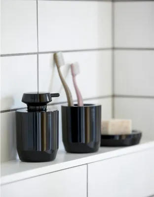 Immagine prodotto di Zone Denmark Zahnbürstenbecher Suii, Zahnputzbecher, Kunststoff, Black, H 9 cm, 332182