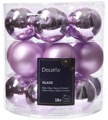 Productafbeelding van Kerstballen van glas, 4 cm, 18 stuks - Lichtpaars