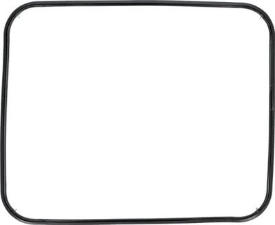 A black rubber seal or gasket for an appliance, isolated on a white background.