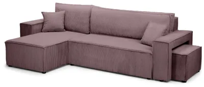 Immagine prodotto di Divano angolare con funzione letto, contenitore e pouf, colore rosa antico