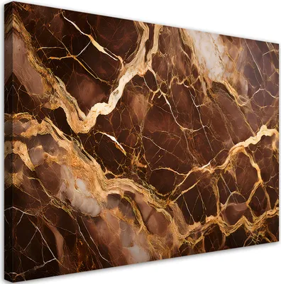 Produktbild von Leinwandbild Braun Marmor mit Gold Abstrakt 90x60 Feeby Braun bild für die wand bereit zum aufhängen