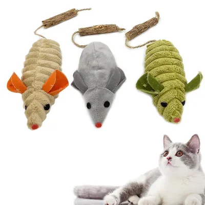 Immagine prodotto di Giocattolo interattivo in peluche per gatti da interno, ideale per gattini, a forma di topo